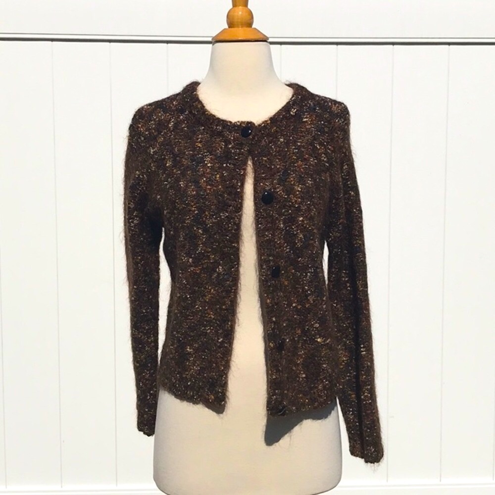 Vintage Paul Et Duffier Mohair Brown Button Up Cardigan Sweater Size Small